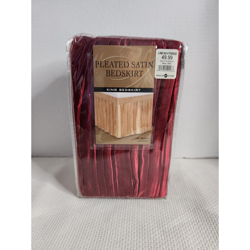 Linens N Things Pleated Satin 15" drop Bedskirt‎ Bed Skirt King Sz NEW Polyester